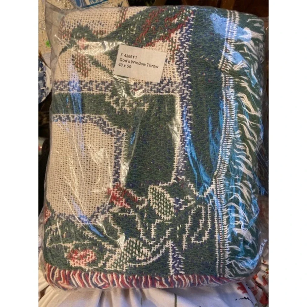 New in Bag God's Window Tapestry Throw Blanket Fringed‎ 30